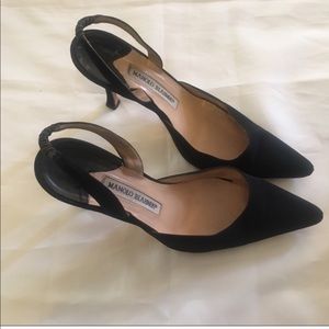 Manolo Blahnik D’Orsay Black Slingback Heels